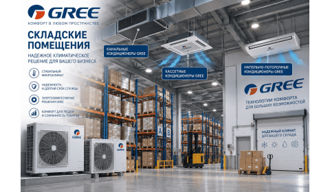 Кондиционеры для склада в Москве и Московской области: подбор систем Gree для складских помещений