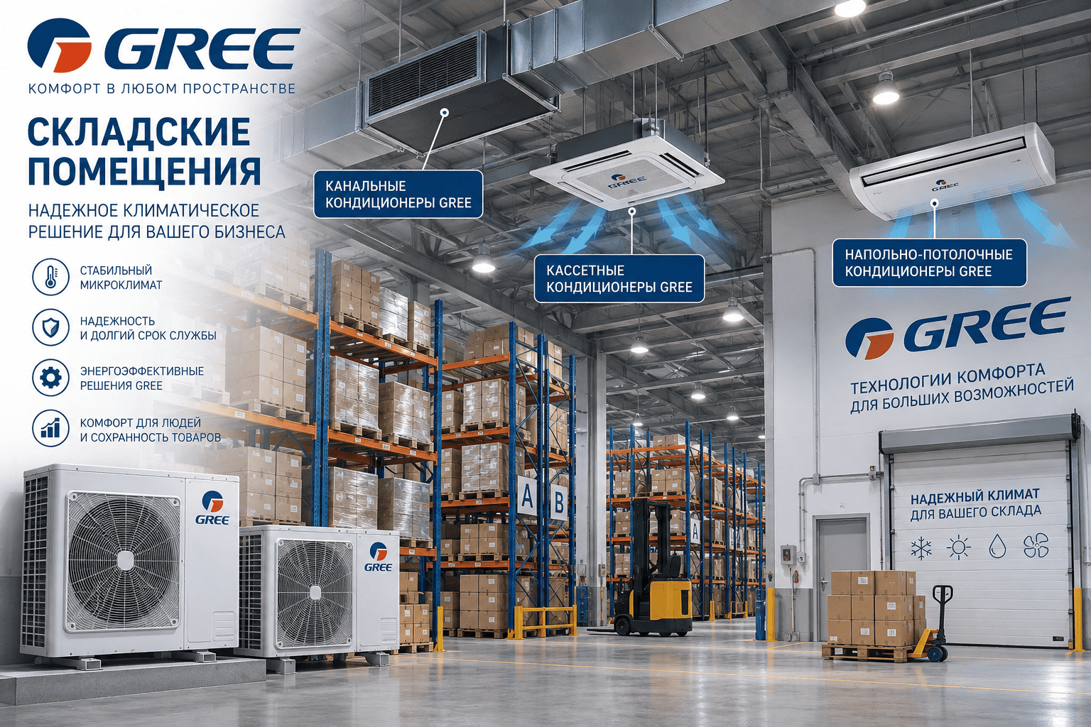Кондиционирование склада Gree
